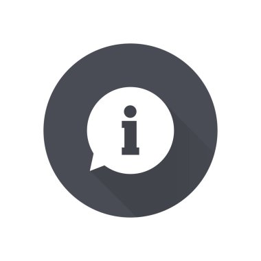 Bilgi işareti simgesi. Bilgi: konuşma balonu sembolü, vektör çizim 