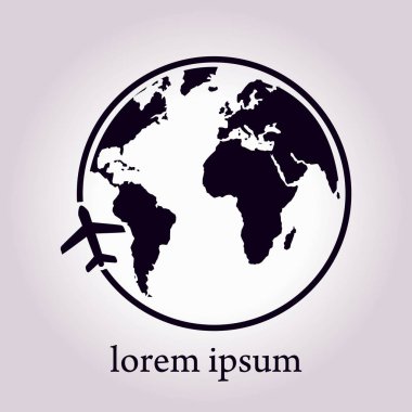 Uçak ikonu yolculuğu. Dünyayı dolaş..