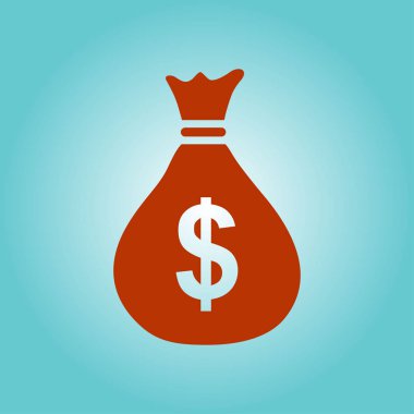 Para çantası ikonu. Dolar dolar para birimi sembolü. Düz tasarım tarzı. EPS 10.