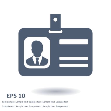 Kimlik kartı simgesi. Düz tasarım stili. EPS 10.