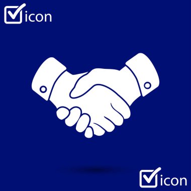 El sıkışma işareti simgesi. Başarılı iş sembolü. Düz tasarım stili.