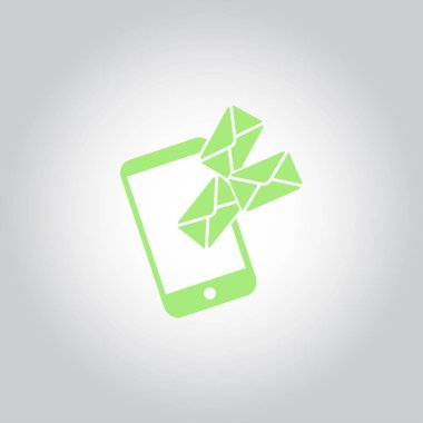 Akıllı telefon e- postası veya SMS simgesi. Mobil posta imzası simgesi.
