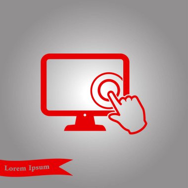 Ekran monitör simgeye dokunun. El işaretçi simgesi.