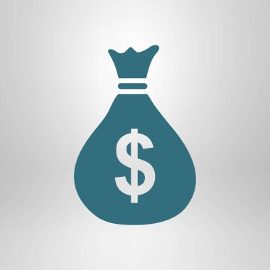 Para çantası ikonu. Dolar dolar para birimi sembolü. Düz tasarım tarzı. EPS 10.