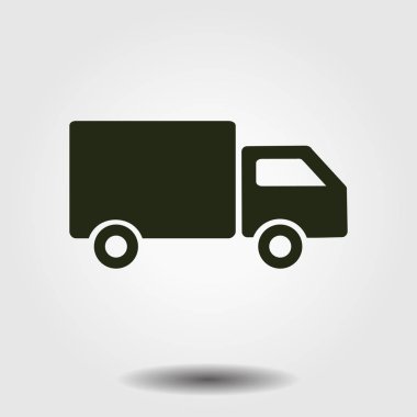 Teslimat kamyonu işareti simgesi. Kargo van sembolü. Sevk irsaliyelerini ve ücretsiz teslim. Düz stil. Vektör Eps 10.