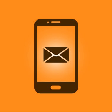 Akıllı telefon e- postası veya SMS simgesi. Mobil posta imzası simgesi.