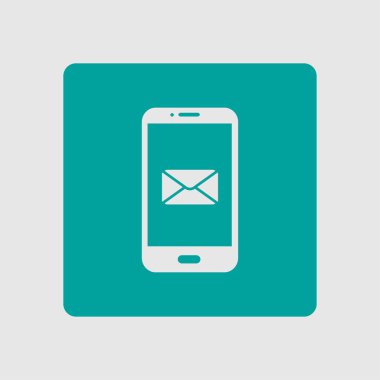 Akıllı telefon e- postası veya SMS simgesi. Mobil posta imzası simgesi.