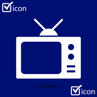 TV simgesi. Düz tasarım stili. Simge kitle iletişim araçları.  