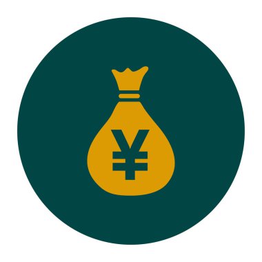 Para çantası simgesi. Yen Jpy para birimi konuşma balonu simgesini. Düz tasarım stili. EPS 10.