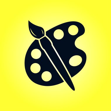 Boya fırça paleti simgesi ile. Düz tasarım stili.