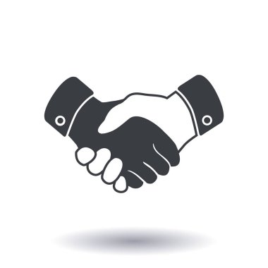 El sıkışma işareti simgesi. Başarılı iş sembolü. Düz tasarım stili.