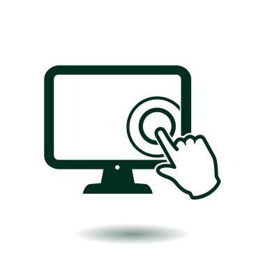 Ekran monitör simgeye dokunun. El işaretçi simgesi.