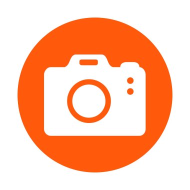 Fotoğraf makinesi simgesi. DSLR kamera simgesi. Dijital kamera. Düz tasarım biçimi. 