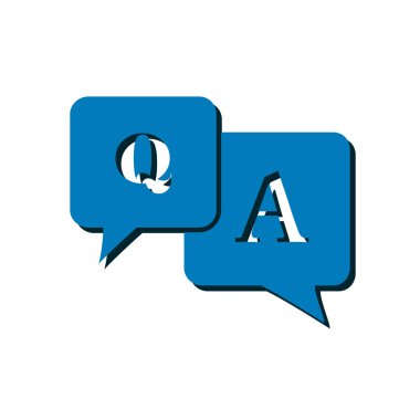 Soru cevap simgesi. Q&A işareti simgesi. Konuşma balonları ile soru ve cevap.