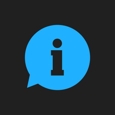 Bilgi işareti simgesi. Bilgi: konuşma balonu sembolü, vektör çizim 