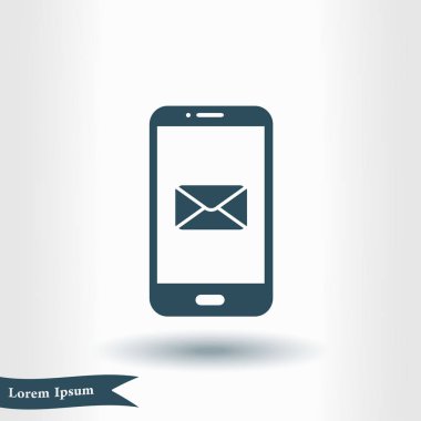 Akıllı telefon e- postası veya SMS simgesi. Mobil posta imzası simgesi.