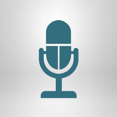 Mikrofon simgesi. Sözcü sembolü. Canlı müzik işareti. Düz tasarım tarzı. Vektör EPS 10.