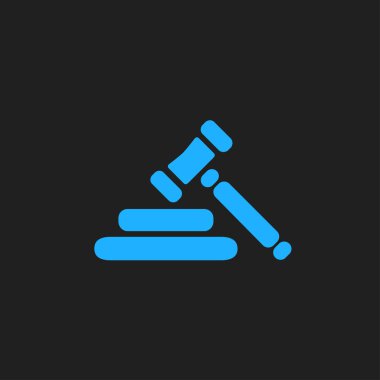 Açık artırma çekiç sembolü. Hukuk hakimi tokmak simgesi. Düz tasarım stili.