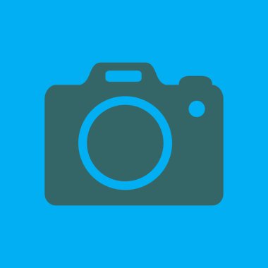 Fotoğraf makinesi simgesi. DSLR kamera simgesi. Dijital kamera. Düz tasarım biçimi. 