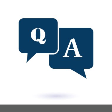 Soru cevap simgesi. Q&A işareti simgesi. Konuşma balonları ile soru ve cevap.