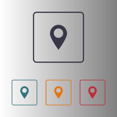 Harita işaretçi simgesi. GPS konumu sembolü. Düz tasarım stili. Vektör Eps 10.