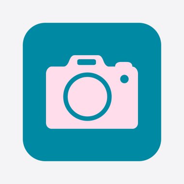 Fotoğraf makinesi simgesi. DSLR kamera simgesi. Dijital kamera. Düz tasarım biçimi. 