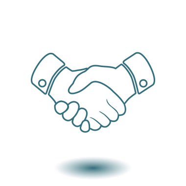 El sıkışma işareti simgesi. Başarılı iş sembolü. Düz tasarım stili.