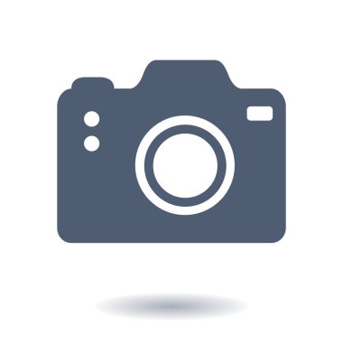 Fotoğraf makinesi simgesi. DSLR kamera simgesi. Dijital kamera. Düz tasarım biçimi. 