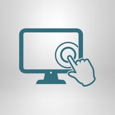 Ekran monitör simgeye dokunun. El işaretçi simgesi.