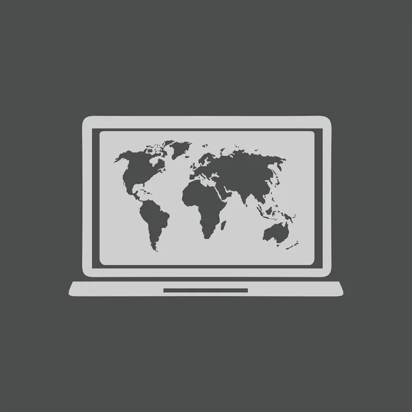 Laptop Dünya Harita Illüstrasyon Dünya Harita Coğrafya Sembolü Düz Tasarım — Stok Vektör