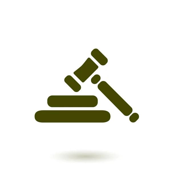 Auction Hammer Simbol Law Judge Gavel Icon Flat Design Style — Stock Vector