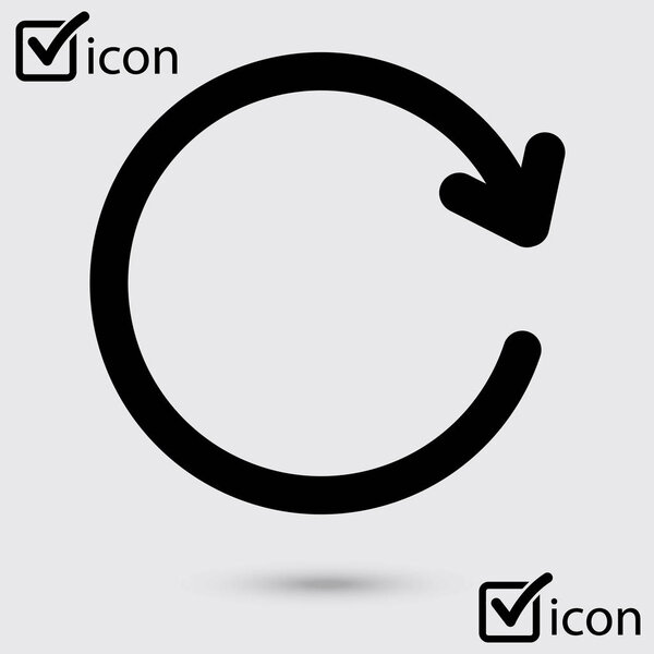 Ciircular arrow sign vector icon.The arrow that moves to the right.