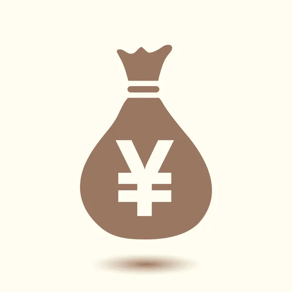 Money Bag Icon Yen Jpy Currency Speech Bubble Symbol Flat — Stock Vector