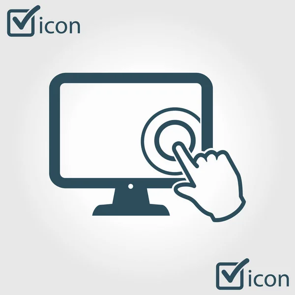 Ícone Monitor Tela Sensível Toque Sinal Ponteiro Manual — Vetor de Stock