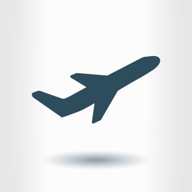 Uçak uçuş biletleri hava sinek seyahat kalkış siluet öğesi. Uçak sembolü. Seyahat etmek simge. Düz tasarım. EPS 10.