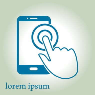 Dokunmatik ekran smartphone işareti simgesi. El işaretçi simgesi. Düz tasarım stili. Vektör Eps 10.