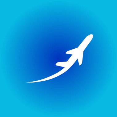 Uçak uçuş biletleri hava sinek seyahat kalkış siluet öğesi. Uçak sembolü. Seyahat etmek simge. Düz tasarım. EPS 10.