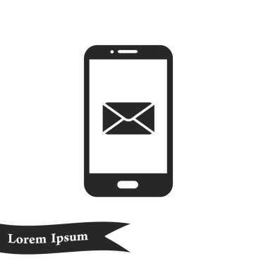 Akıllı telefon e- postası veya SMS simgesi. Mobil posta imzası simgesi.