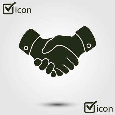 El sıkışma işareti simgesi. Başarılı iş sembolü. Düz tasarım stili.