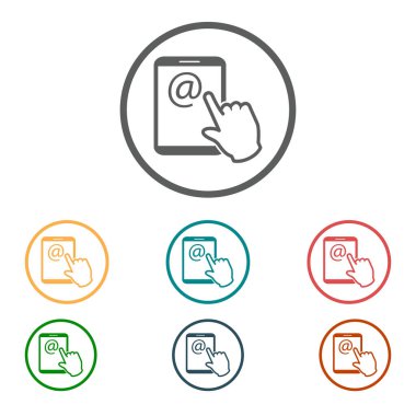 Değmek perde tablet Pc işareti simgesi. El işaretçi simgesi. Posta ekran Tablet PC.