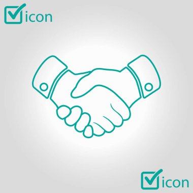 El sıkışma işareti simgesi. Başarılı iş sembolü. Düz tasarım stili.