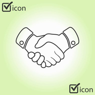 El sıkışma işareti simgesi. Başarılı iş sembolü. Düz tasarım stili.