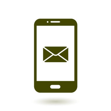 Akıllı telefon e- postası veya SMS simgesi. Mobil posta imzası simgesi.