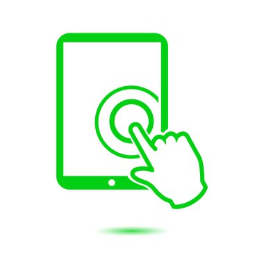 Değmek perde tablet Pc işareti simgesi. El işaretçi simgesi. 