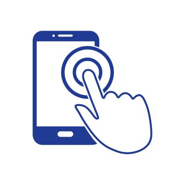 Dokunmatik ekran smartphone işareti simgesi. El işaretçi simgesi. Düz tasarım stili. Vektör Eps 10.