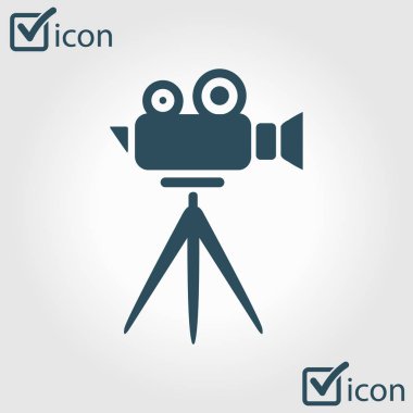 Sinema kamera simgesi. Düz tasarım stili. Vektör.