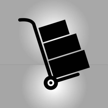 Kutuları simge kamyonla. El kamyon işareti erkek.