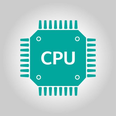 Devre kartı simgesi. Teknoloji düzeni kare simgesi. Düz tasarım stili.