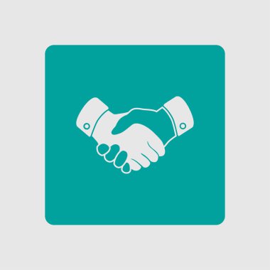 El sıkışma işareti simgesi. Başarılı iş sembolü. Düz tasarım stili.