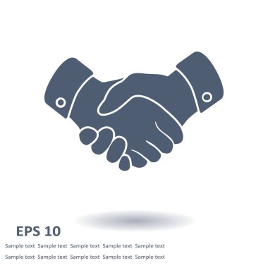 El sıkışma işareti simgesi. Başarılı iş sembolü. Düz tasarım stili.